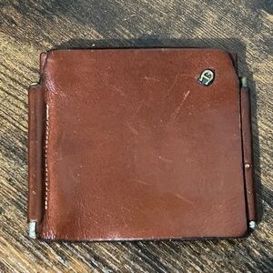 Brown Leather Money Clip Wallet - Men Accessories